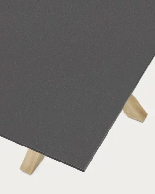 Стол Argo из матового чёрного стекла на стальных ножках с эффектом дерева 160X90 CM 4