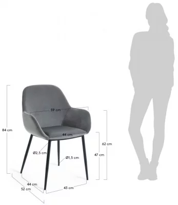 Стул с подлокотниками Konna 59X52X83 CM серый 5