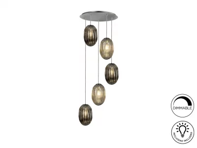 Подвесная люстра Ovila дымчатый/янтарный 5L 60X60X160 CM 5