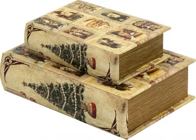 Набор из двух шкатулок в виде книг Xmas Tree 27X7X33 / 25X5X25 CM 7