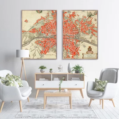 Диптих Map of Paris 75X105 / 75X105 CM 5