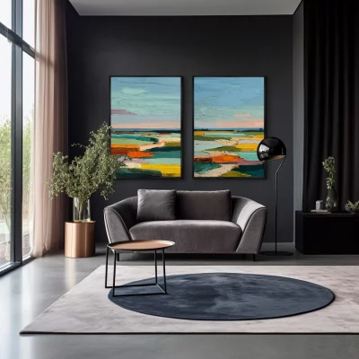 Набор из двух постеров на холсте The Earth was Covered with a Colorful Blanket 75X105 / 75X105 CM 4