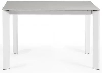 Раскладной стол Atta 120-180X80X76 CM светло серый на белом каркасе 3