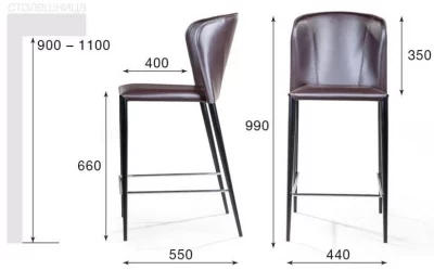 Стул полубарный Albert 44X55X99 CM антрацит 3