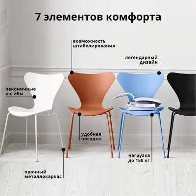 Стул Seven Style серый с чёрными ножками 11