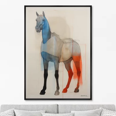 Постер на холсте Horses in a color scheme 75X105 CM 6