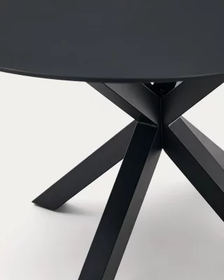 Круглый стол Argo из чёрного стекла и чёрной стальной основе 120X120X74.2 CM 4