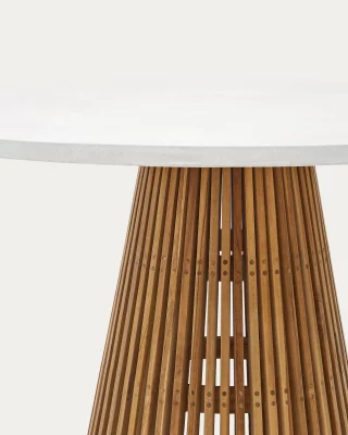 Круглый уличный стол Alcaufar из массива тикового дерева и белого цемента 120X120X76 CM 5