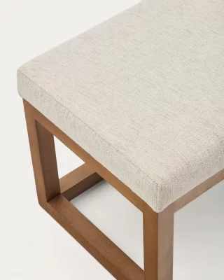 Банкетка Loya из бежевой шенилловой ткани и бука с отделкой под орех 128X42X41 CM 4