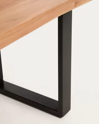 Скамья из массива акации с черными стальными ножками Uxue 140X45 CM 5