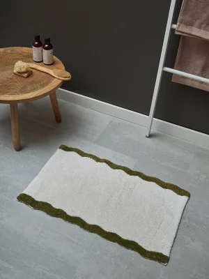 Коврик для ванной с кантом оливкового цвета из коллекции trendy ruffles, 50x80 см 3