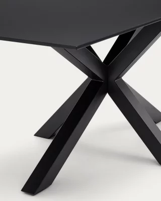 Стол Argo с черным стеклом и черными стальными ножками 200X100 CM 4