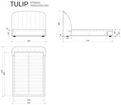 Кровать Tulip 232X160X120 CM 6