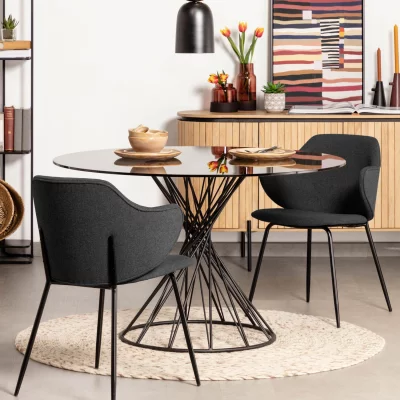 Круглый обеденный стол Niut 120X120X76 CM с стеклянной столешницей 4