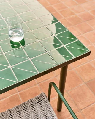 Уличный стол Maurina из зеленой оцинкованной стали с зелеными плитками 223X101 CM 3