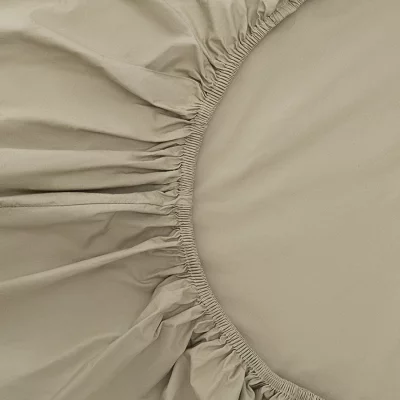 Простыня на резинке из перкаля Essential 160X200X30 CM бежево-серого цвета 3