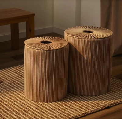 Корзина плетеная Dholak Beige Ethnic 30X30X40 CM 3
