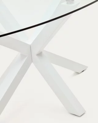 Овальный стеклянный стол Argo на стальных ножках с белым покрытием 200X100 CM 4