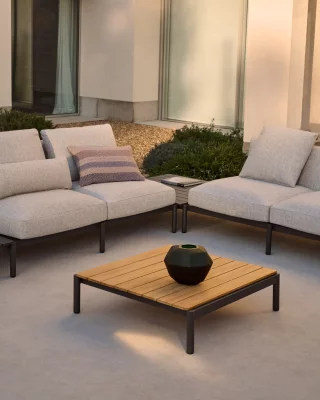 Журнальный столик Sorells из серого алюминия и тикового дерева 52,4X91 CM 3