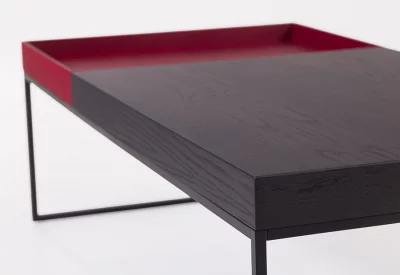 Журнальный стол Кейс черный со съемной красной столешницей 110X40X55 CM 4