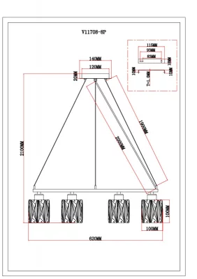 Подвесная люстра Prismique 62X62X90 CM 6