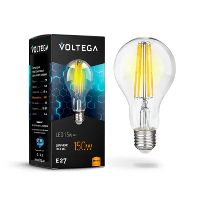 Светодиодная лампа Voltega Crystal Груша A60 E27 15Вт 2800K 4
