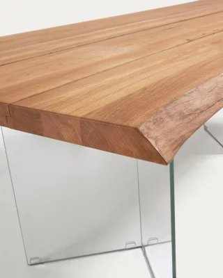 Стол Lotty из шпона дуба с натуральной отделкой и стеклянными ножками 160X90 CM 5