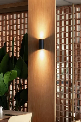 Настенный светильник круглый черный с рифлением 2xGU10 6.5X8X15.5 CM 4