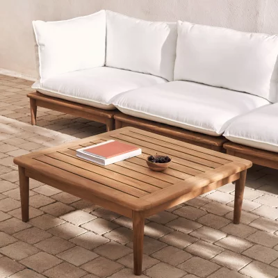 Журнальный столик из тика Portitxol 80X80X35 CM 6
