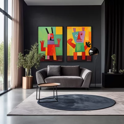 Набор из двух постеров на холсте Happy Creatures 75X105 / 75X105 CM 4