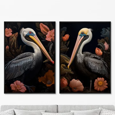 Набор из двух постеров на холсте Beautiful Pelicans 75X105 / 75X105 CM 8