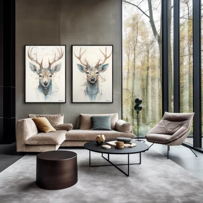 Набор из двух постеров на холсте Enchanted Deer 75X105 / 75X105 CM 4