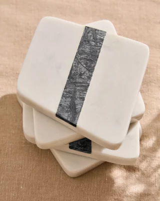 Набор из 4 мраморных подставок белого и серого цвета Nira 10X10X1.5 CM 3