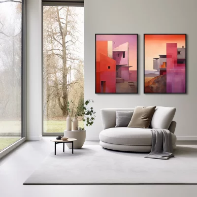 Набор из двух постеров на холсте Buildings after sunset 75X105 / 75X105 CM 4