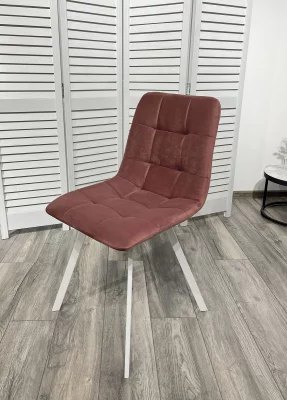 Стул CHILLI-Q SQUARE розовый, велюровый, белый каркас 47X53X88 CM 4