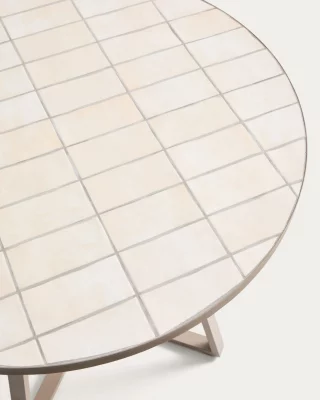 Круглый стол Tella из оцинкованной стали с бежевой плиткой 90X90X75 CM 4