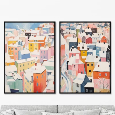 Набор из двух постеров на холсте Above the town 75X105 / 75X105 CM 8