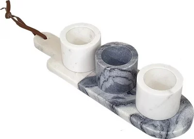 Набор мраморных чашек на подносе, 4 предмета 31.8X9X7 CM 3