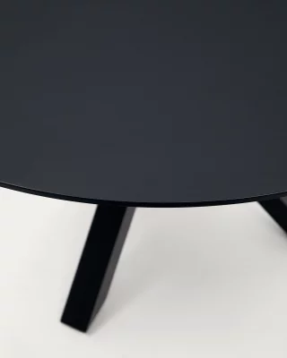 Круглый стол Argo из чёрного стекла и чёрной стальной основе 120X120X74.2 CM 5