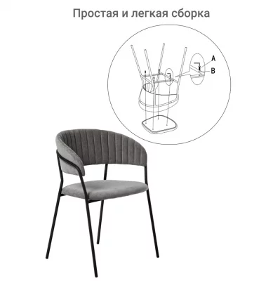 Комплект из 4 стульев Turin серый вельвет с чёрными ножками 78 CM 10