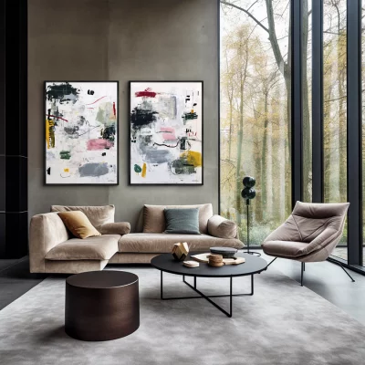 Композиция из двух репродукций картин на холсте Color Construction 75X105 / 75X105 CM 4