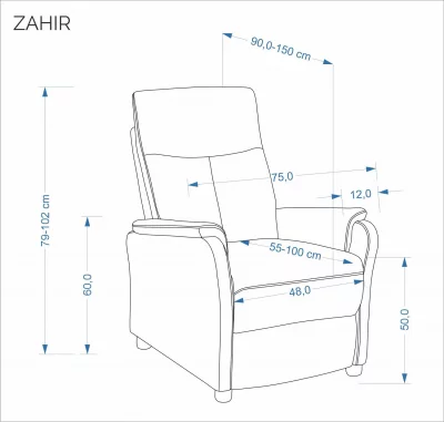 Кресло-реклайнер Zahir 75X90X102 CM 12