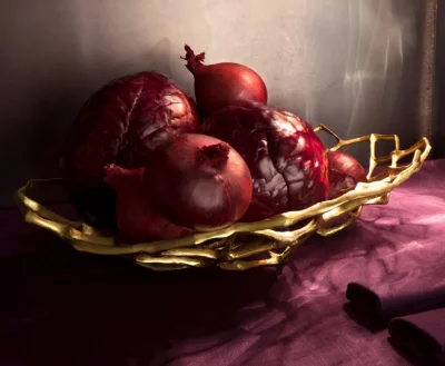 Декоративная чаша Bone Large Brass 39X39X12 CM 4
