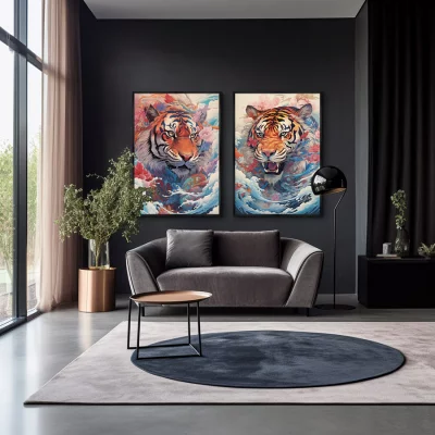 Набор из двух постеров на холсте Soaring Tigers 75X105 / 75X105 CM 4