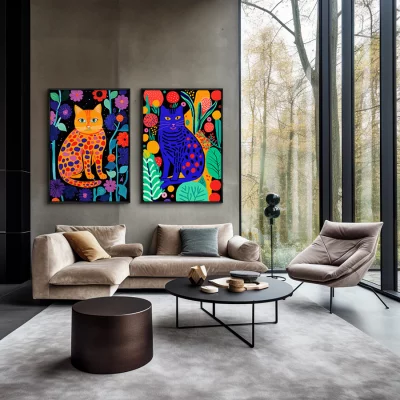 Набор из двух постеров на холсте Kitties in flowers 75X105 / 75X105 CM 4