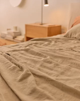 Бежевое льняное покрывало Tandi для кровати 150/160 см 240X270X1 CM 4