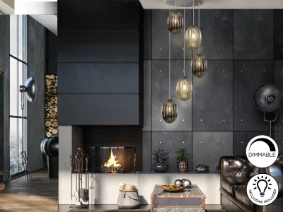Подвесная люстра Ovila дымчатый/янтарный 5L 60X60X160 CM 4