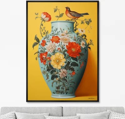 Постер на холсте China porcelain vase with bird 75X105 CM 6