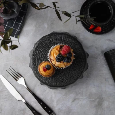 Платформа для подачи Black Raw Wood Ø16 CM 5