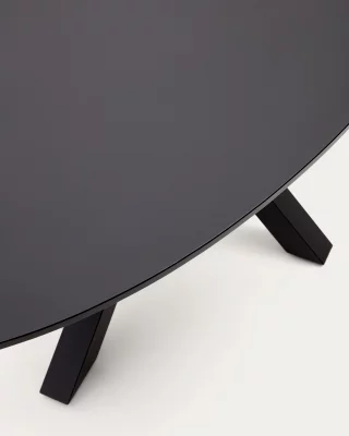 Стол Argo с чёрным стеклом и чёрными стальными ножками 200X100 CM 4